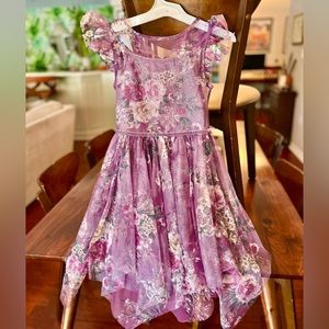 Beautiful shimmering purple floral dress, kids size 8, Zunie, mesh